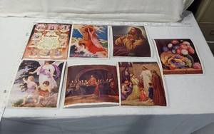 lot 49 image: Vintage Religious Prints and Artwork Collection including 1925 W.C. Co. Illustrations