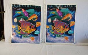 lot 71 image: Illustration Art Prints with Fish and Surreal Elements for 7th Annual Illustrators Show, Memphis 1987