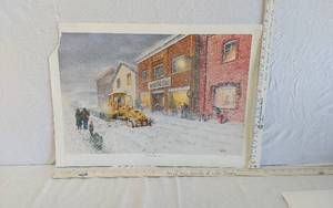 lot 74 image: Main Street First Winter Scene Print by D. Reamer 1995