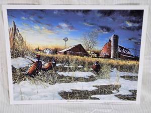 lot 2 image: Jim Hansel Harvest Roosters Print, Artist Signed - approx 13x17