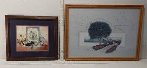 lot 85 image: Attention Company featuring a child and animals having a tea party & Tree with Path and Inspirational Words
