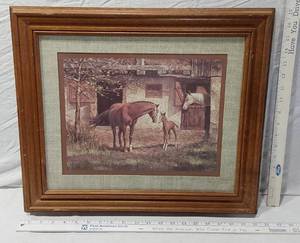 lot 98 image: Framed Horse Print with Wooden Frame approx. 17x20