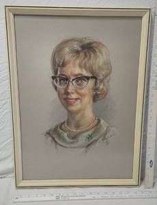 lot 99 image: Portrait Artwork Signed and Dated 1965 approx. 17x23