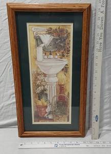 lot 102 image: Framed Bathroom Themed Art Print with Wooden Frame approx. 10 x 19 12