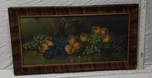 lot 104 image: Framed Still Life Painting with Fruit Approx. 27.5x18