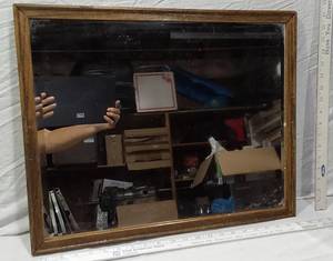 lot 111 image: Framed Mirror with Wooden Frame approx. 17x21