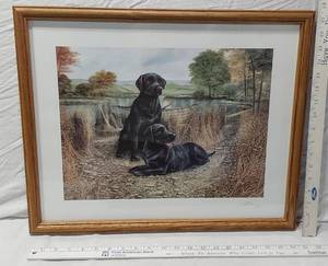 lot 114 image: Framed Artwork of Black Labrador Retrievers - Ruanne Manning - 20.5 x 17.5