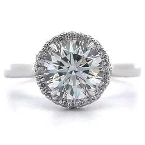 lot 3 image: 2.38 Carat Diamond Pav Halo Fancy Gallery Ring in 14k White Gold VIDEO