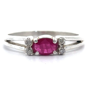 lot 34 image: East-West Natural Ruby & Diamond Split Shank Ring VIDEO