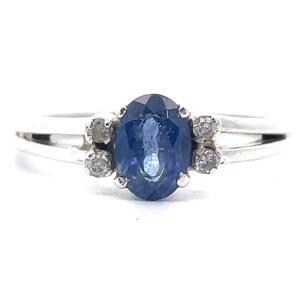 lot 33 image: Natural Blue Spinel & Diamond Split Shank Ring VIDEO
