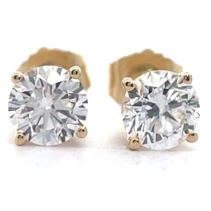 lot 23A image: 1 Carat Diamond Solitaire Stud Earrings in 14k Yellow Gold VIDEO