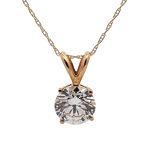lot 9 image: 1.55 Carat Diamond Solitaire Split Bail Pendant Necklace in 14k Yellow Gold VIDEO