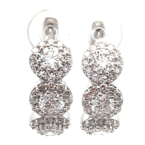 lot 8 image: 2.25 Carat Diamond Triple Pav Halo Hoop Earrings in 14k White Gold VIDEO
