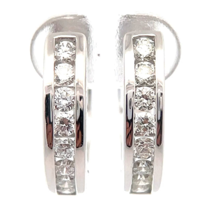 lot 7 image: 1 Carat Diamond Channel Hoop Earrings in 14k White Gold VIDEO