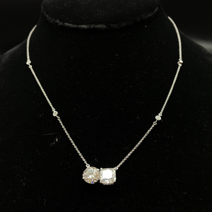 lot 6 image: 4.20 Carat Diamond Toi et Moi Station Necklace in 14k White Gold VIDEO