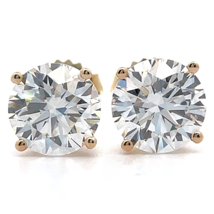 lot 2 image: NEW 4 Carat Diamond Solitaire Four-Prong Martini Solitaire Stud Earrings in 14k Yellow Gold w Report VIDEO