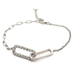 lot 26 image: Chic 1.08 Carat Pav Diamond Double Paperclip Chain Bracelet VIDEO