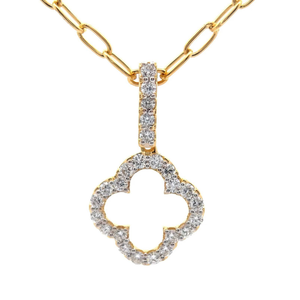 lot 25 image: 1 Carat Open Halo Four-Petal Flower Pendant Necklace VIDEO