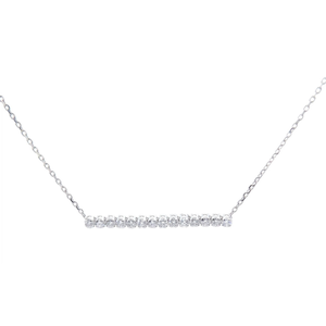 lot 18 image: NEW 0.25 Carat Pav Diamond Bar Pendant Necklace in 14k White Gold