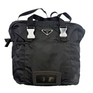 lot 19D image: Prada Black Tessuto Nylon Backpack with Silver-Tone Hardware Pre-Owned Retail $1,400