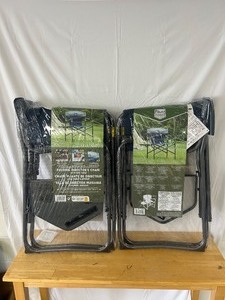 lot 42 image: Timber Ridge Folding Directors Chair with Side Table 2 pack - $100