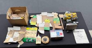 lot 22 image: Sanding and Finishing Lot with Powr-Kraft Dual Motion Sander, Ryobi Sander, Sandpaper, and Wood Glue