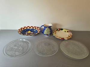 lot 58 image: Holiday Ceramic Serving Set and Embossed Glass Plates Collection