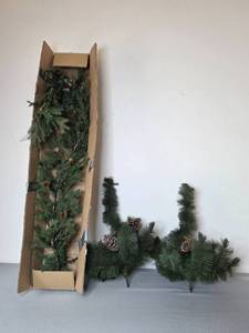 lot 68 image: Artificial Pine Garland with Pinecones and 2 Decorative Pine Branches