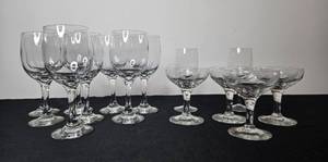 lot 75 image: Set of Assorted Stemware Glasses Including Wine and Etched Coupe Glasses