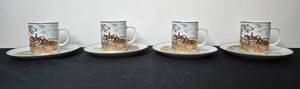 lot 84 image: Set of 4 Made in Japan Porcelain Cups and Saucers with Equestrian Scene