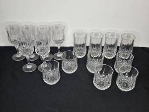 lot 86 image: Set of Cut Crystal Glasses - Wine, Highball, and Old Fashioned Tumblers