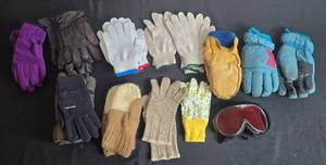 lot 112 image: Winter Gloves, Snow Goggles, and Traction Cleats Assortment