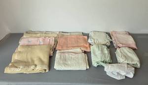 lot 114 image: Collection of Vintage Baby Blankets and Receiving Cloths