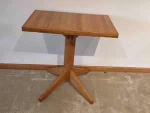 lot 148 image: Rectangular Oak Side Table with Pedestal Base, 24x25x17 Inches