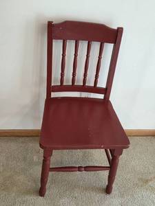 lot 159 image: Vintage Wooden Dining Chair with Red Finish
