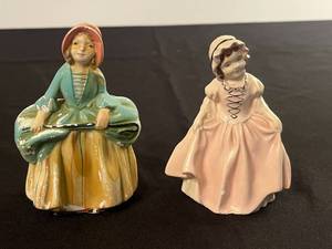 lot 186 image: Set of 2 Vintage Chalkware Lady Figurines - Little Bo-Pep and Victorian