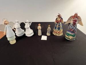 lot 206 image: Lot of Angel Figurines Including Resin, Porcelain, and Jim Shore Collectibles