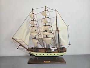lot 291 image: Gorch Fock Wooden Tall Ship Model with Canvas Sails