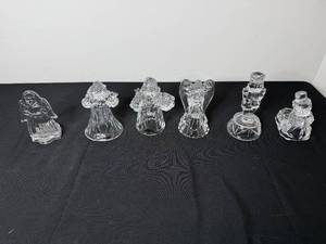 lot 306 image: Set of Crystal Holiday Figurines Angels Santa Nutcracker Snowman