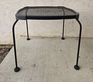lot 347 image: Black Metal Mesh Outdoor Footstool or Plant Stand