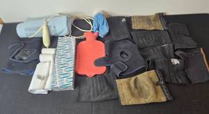 lot 351 image: Collection of Medical Supports, Braces, Hot Water Bottle, and Supplies