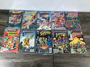 lot 216 image: Lot of 10 DC Comics - Wonder Woman - The Adventures of Superman - Superman in Action Comics - Superman Krypton Chronicles - Super Girl - Superboy and the Legion of Super Heroes