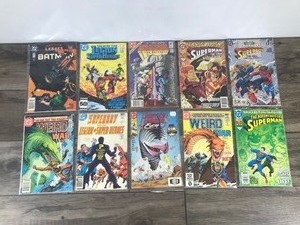 lot 219 image: Lot of 10 DC Comic Books - Weird War Tale - Superboy - Justice League - Superman - Batman - Legion of Super Heroes - Masters of Universe