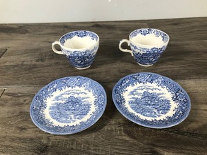 lot 233 image: 2 Sets of Vtg Olde Staffordshire English Village by Salem China Co. Tea Cup & SaucerVtg