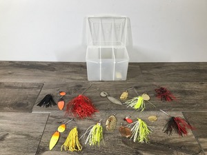lot 238 image: Plastic Plano Tackle Box with 8 Fishing Spinner Baits