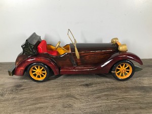lot 254 image: Vintage Wood Old Time Classic Roadster Model Car