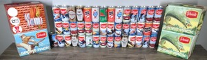 lot 255 image: Lot of 42 Collectible Beer Cans, 1 7up Can and 4 Beer Cardboard Cases