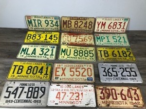 lot 258 image: Lot of 15 Collectible Minnesota License Plates