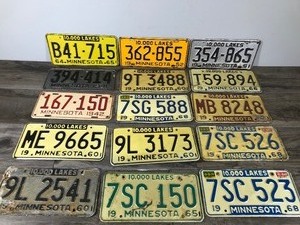 lot 260 image: Lot of 15 Collectible Minnesota License Plates