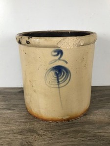 lot 279 image: Antique Red Wing 2 Gallon Salt Glaze BullseyeBee Sting Stoneware Crock